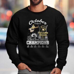 Milwaukee Brewers October Nl Central Champions Postseason Name Roster Masco Sweatshirt