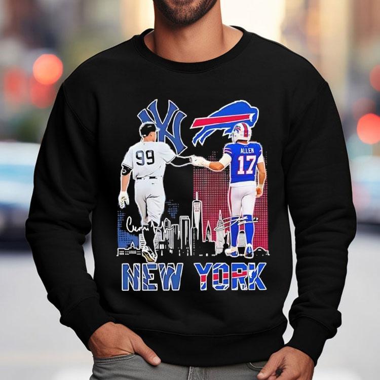 New York Yankees Aaron Judge Buffalo Bills Josh Allen Featuring Signatures Shirt New York Yankees Aaron Judge Buffalo Bills Josh Allen Featuring Signatures Shirt