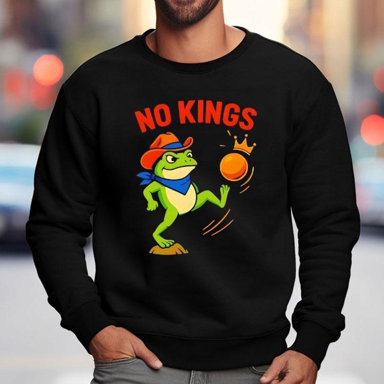 No Kings Portland Frog Kicking Protest Cartoon Shirt No Kings Portland Frog Kicking Protest Cartoon Shirt