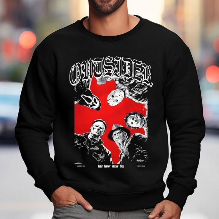 Outsider Cult Ghostface X Jason Voorhees And Michael Myers X Freddy Krueger Shirt Outsider Cult Ghostface X Jason Voorhees And Michael Myers X Freddy Krueger Shirt