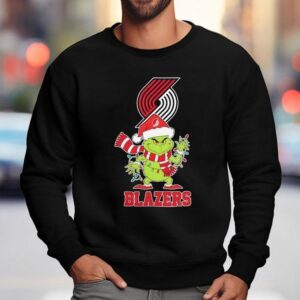 Portland Trail Blazers Christmas Grinch Santa Holiday Sweatshirt
