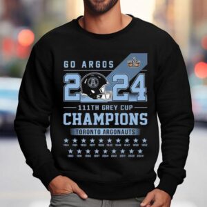 Toronto Argonauts Go Argos 2024 111th Grey Cup Champions Shirt 3 Toronto Argonauts Go Argos Th Grey Cup Champions Sweatshirt