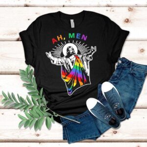 Ah Men Rainbow Christian Lgbt Pride Gay Jesus Shirt