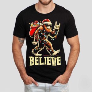 Bigfoot Believe Tree Xmas Tshirt