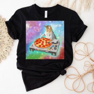 Dj Cat Pizza Galaxy Background Meme Shirt