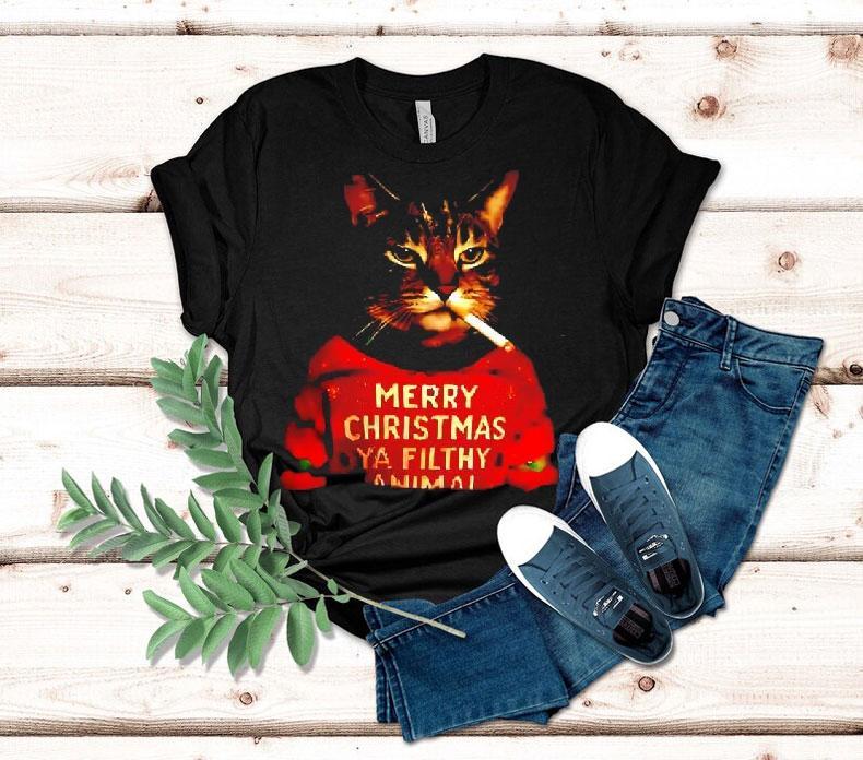 Funny Merry Christmas Ya Filthy Smoking Cat Shirt 4 Funny Merry Christmas Ya Filthy Smoking Ca Tshirt
