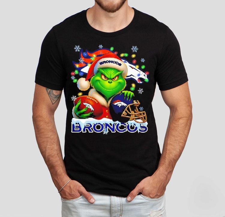 Grinch And Denver Broncos Christmas Theme Helmet Shirt 4 Grinch And Denver Broncos Christmas Theme Helme Tshirt
