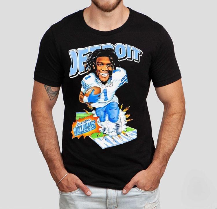 Jameson Williams In A Detroit Lions Caricature Shirt 4 Jameson Williams In A Detroit Lions Caricature Tshirt