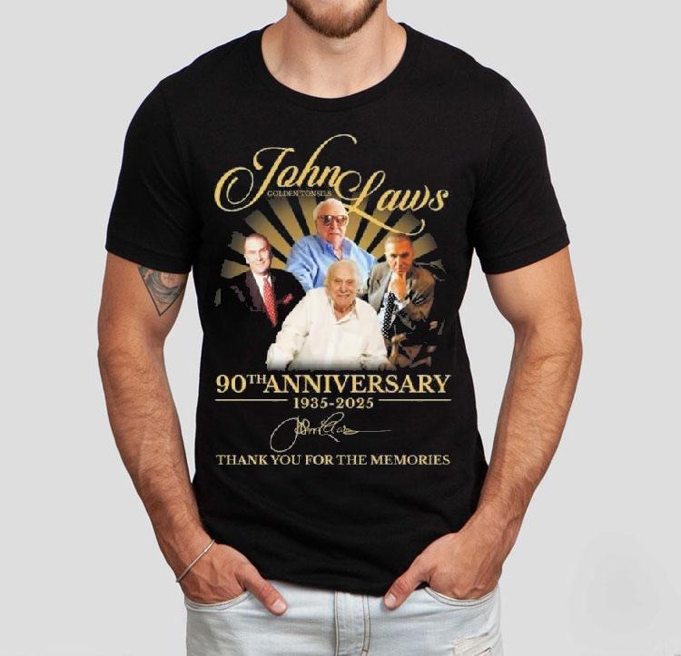 John Laws Golden Tonsils 90th Anniversary 1935-2025 Signature Thank You For The Memories Shirt 4 John Laws Golden Tonsils Th Anniversary Signature Thank You For The Memories Tshirt