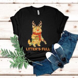 Litter’s Full Santa Christmas Lights Cat Shirt