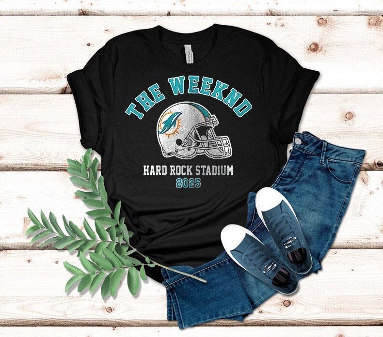 Miami Dolphins X The Weeknd Hard Rock Stadium Helmet Shirt 4 Miami Dolphins X The Weeknd Hard Rock Stadium Helme Tshirt