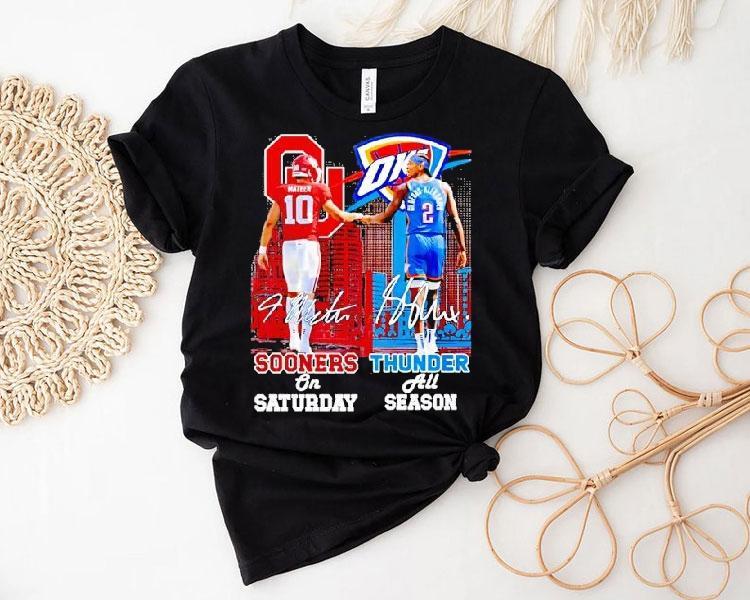 Oklahoma Sooners On Saturdays And Okc Thunder All Season City Shirt 4 Oklahoma Sooners On Saturdays And Okc Thunder All Season City Tshirt