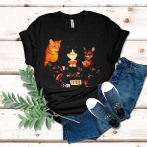 Retro Funny Cats Playing Poker Meme Graphic Shirt