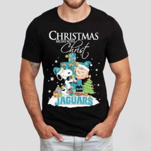Snoopy And Charlie Brown The Peanuts X Jacksonville Jaguars Merry Christmas Begins With Christ Shirt Snoopy And Charlie Brown The Peanuts X Jacksonville Jaguars Merry Christmas Begins With Christ Shirt