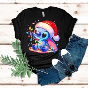 Stich With Christmas Lights Shirt