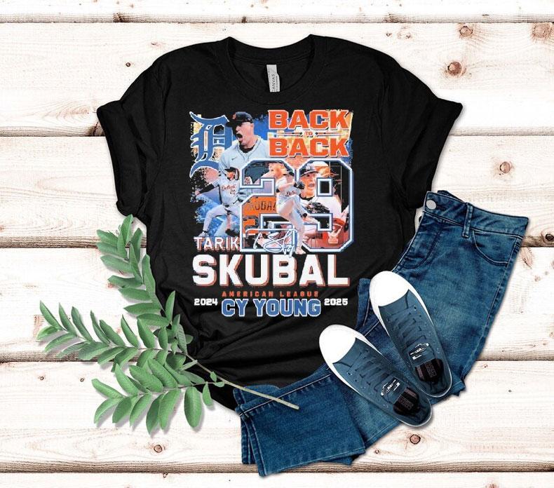 Tarik Skubal Detroit Tigers Back To Back American League Cy Young 2024 2025 Signature Shirt 4 Tarik Skubal Detroit Tigers Back To Back American League Cy Young Signature Tshirt