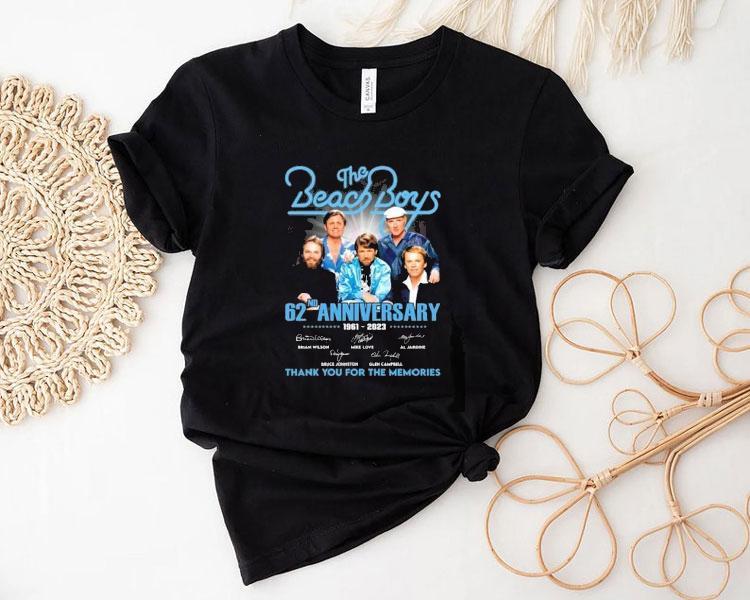 62nd Anniversary 1961 – 2023 The Beach Boys Thank You For The Memories Signatures Shirt 62nd Anniversary 1961 – 2023 The Beach Boys Thank You For The Memories Signatures Shirt