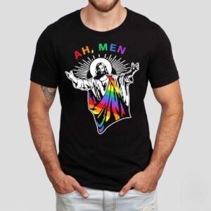 Ah Men Rainbow Christian Lgbt Pride Gay Jesus Shirt