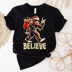 Bigfoot Believe Tree Xmas Tshirt