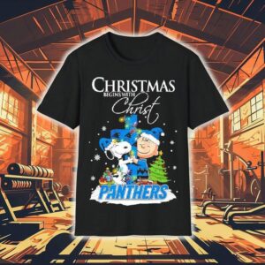 Christmas Begins With Christ Carolina Panthers X Snoopy And Charlie Brown Shirt