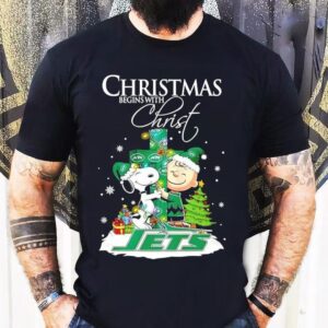 Christmas Begins With Christ New York Jets X Snoopy And Charlie Brown Shirt
