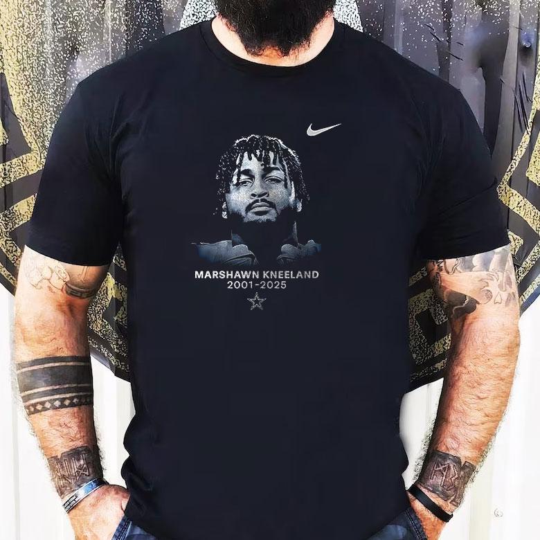 Dallas Cowboys 2025 Marshawn Kneeland Name And Number Portrait Signature Shirt Dallas Cowboys 2025 Marshawn Kneeland Name And Number Portrait Signature Shirt