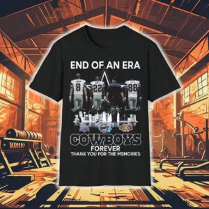 Dallas Cowboys End Of An Era 2025 With Aikman Smith Irvin Signatures Skyline Shirt