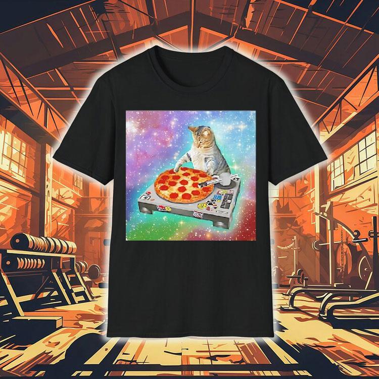 Dj Cat Pizza Galaxy Background Meme Shirt Dj Cat Pizza Galaxy Background Meme Shirt