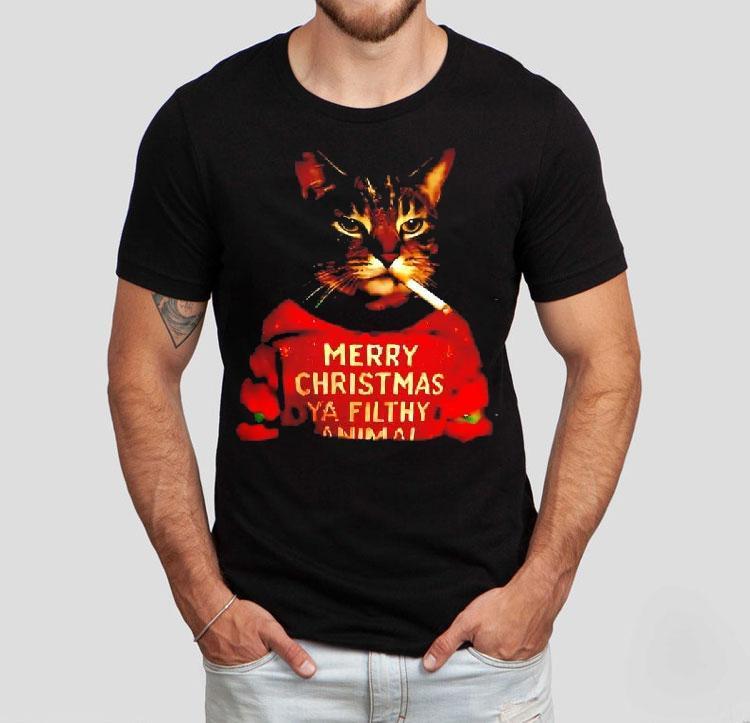 Funny Merry Christmas Ya Filthy Smoking Cat Shirt Funny Merry Christmas Ya Filthy Smoking Cat Shirt