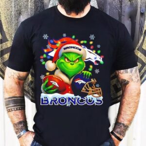 Grinch And Denver Broncos Christmas Theme Helmet Shirt