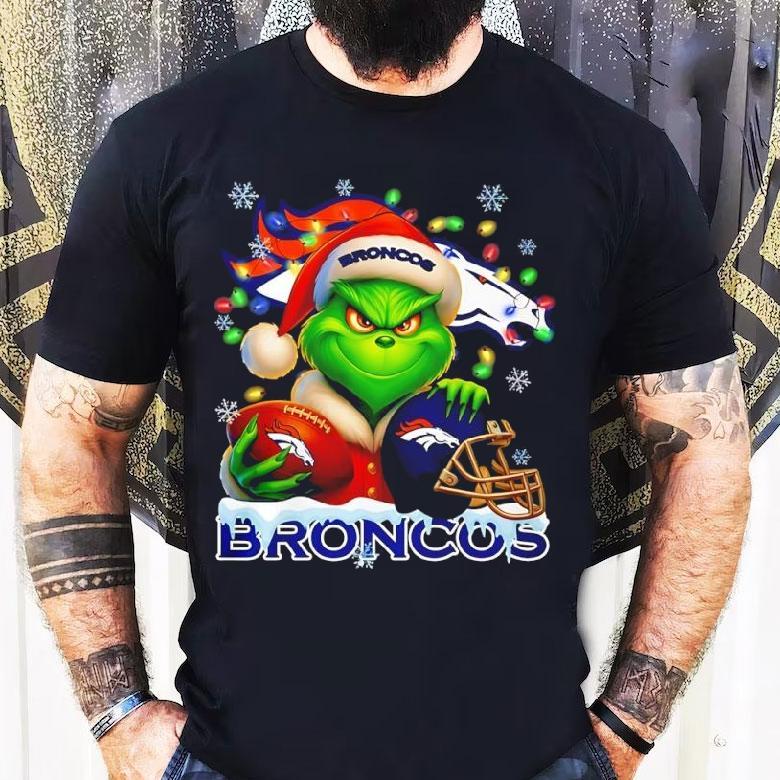 Grinch And Denver Broncos Christmas Theme Helmet Shirt Grinch And Denver Broncos Christmas Theme Helmet Shirt