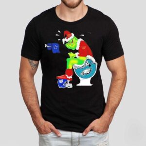 Grinch Washington Commanders Shit On Philadelphia Eagles Helmet Toilet Christmas Shirt