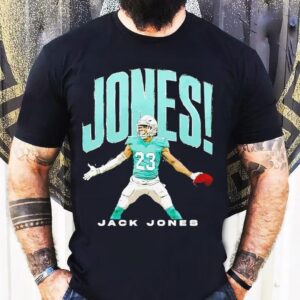 Jack Jones Holding Football Miami Dolphins Shirt