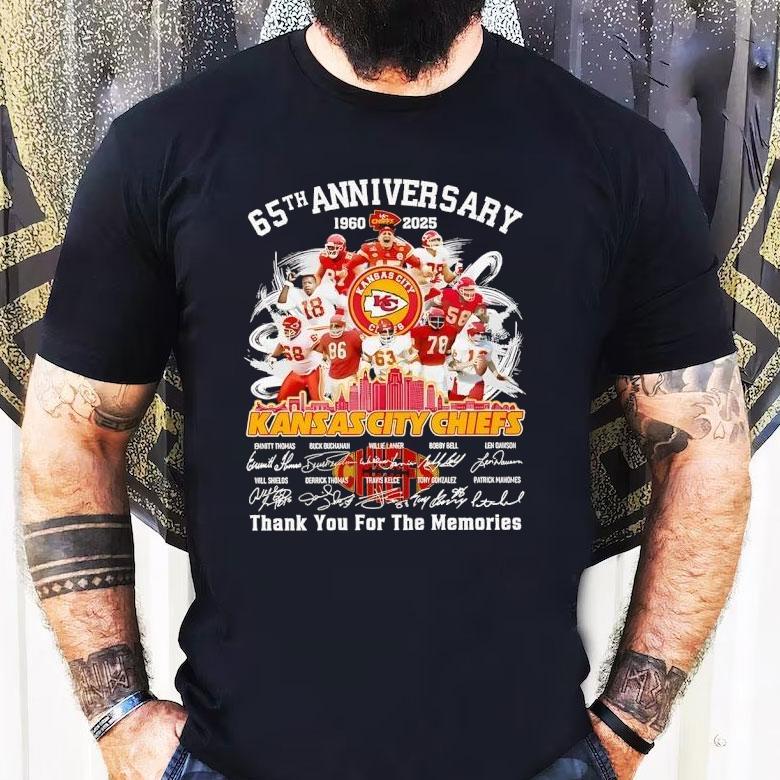 Kansas City Chiefs 65th Anniversary 2025 Thank You For The Memories Signature Shirt Kansas City Chiefs 65th Anniversary 2025 Thank You For The Memories Signature Shirt