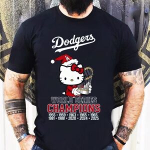 Kitty Santa X Los Angeles Dodgers World Series Champions Trophy 2025 Shirt