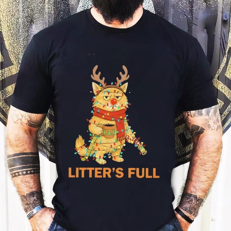Litter’s Full Santa Christmas Lights Cat Shirt Litter’s Full Santa Christmas Lights Cat Shirt