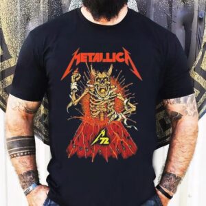 Metallica M72 World Tour Australia And New Zealand 2025 Fancards Feat Metallica Skeleton In The Vocano With Dates Back Shirt