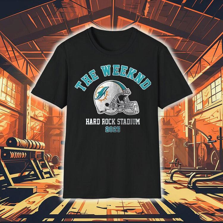 Miami Dolphins X The Weeknd Hard Rock Stadium Helmet Shirt Miami Dolphins X The Weeknd Hard Rock Stadium Helmet Shirt