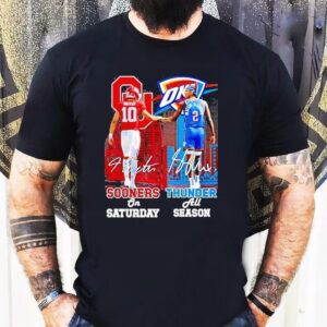 Oklahoma Sooners On Saturdays And Okc Thunder All Season City Shirt