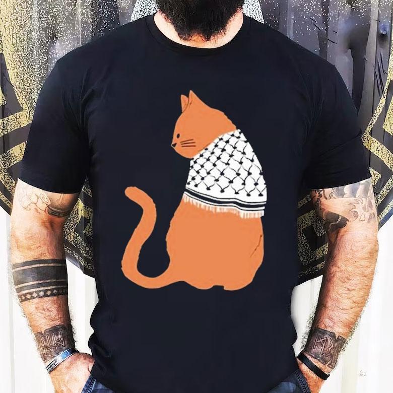 Palestinian Catfiyyeh Orange Cat Shirt Palestinian Catfiyyeh Orange Cat Shirt