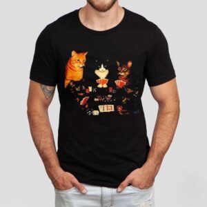 Retro Funny Cats Playing Poker Meme Graphic Shirt