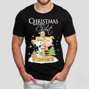 Snoopy And Charlie Brown The Peanuts X Pittsburgh Slers Merry Christmas Begins With Christ Shirt