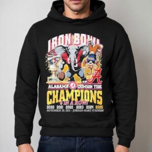 Alabama Crimson Win Auburn Tigers Tide In A Row Iron Bowl Champions Masco Hoodie