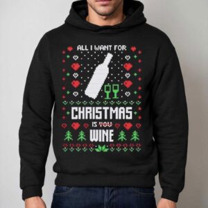 All I Want Christmas Is Wine Ugly Christmas Hoodie