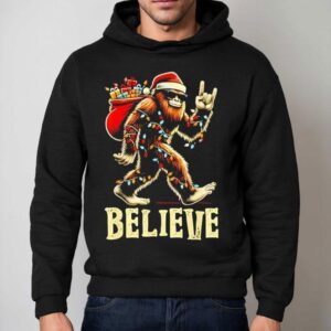 Bigfoot Believe Tree Xmas Hoodie