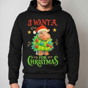 Hippopotamus I Wanta A Christmas Hoodie