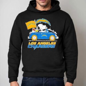 Los Angeles Chargers X Snoopy And Woodstock Drive Car Shirt 2 Los Angeles Chargers X Snoopy And Woodstock Drive Car Hoodie