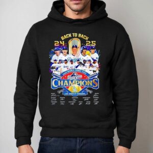 Los Angeles Dodgers Back To Back World Series Champions Signatures Hoodie