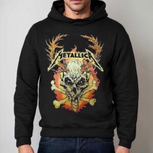 Metallica M World Tour Flame Skull Dates Back Hoodie