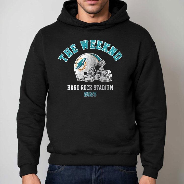 Miami Dolphins X The Weeknd Hard Rock Stadium Helmet Shirt Miami Dolphins X The Weeknd Hard Rock Stadium Helmet Shirt